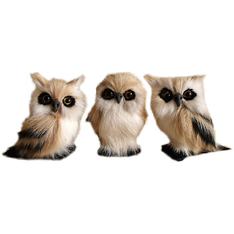 Mini Figurines Décor + Figurines Owls + Ensemble Mini Owls Accessoires + Cute Goat Fur Plastic 3pcs Garden Fairy DIY