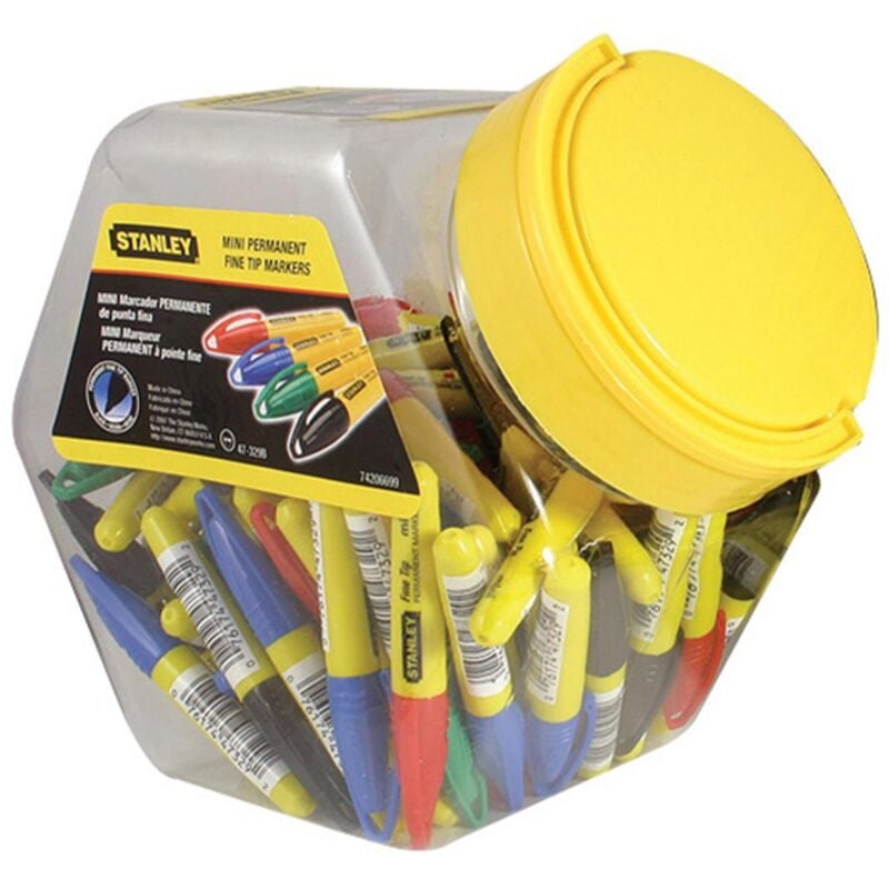 Idroweb - Stanley Mini Fine Tip Marker, Mixed Colours (Tub 72) STA147329