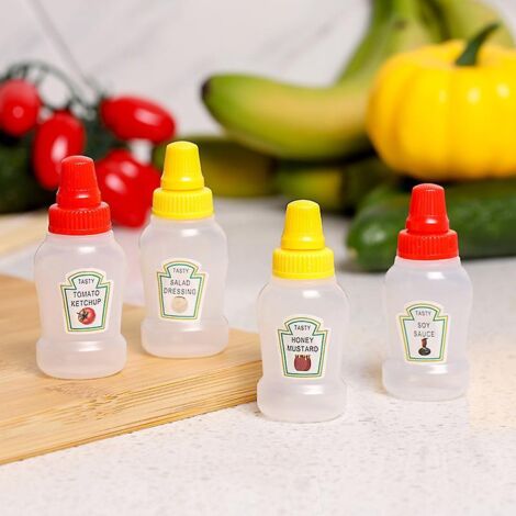 Mini flacons à condiments souples, lot de 4 petits récipients à sauce portables en plastique pour enfants