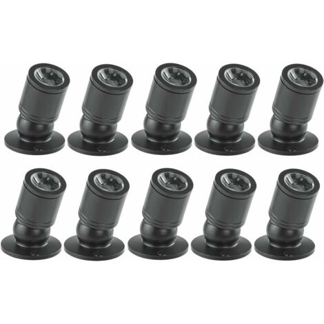 Mini focos LED empotrables de techo de 1 W con controlador de 100-265 V CA para hogar, vinoteca, joyero, sala de estar y armario, 10 unidades [Clase energética A+] (negro, luz cálida)