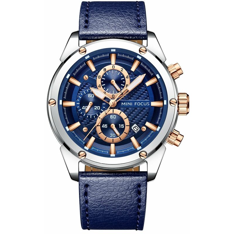 

MF0161G Reloj de cuarzo Hombres de negocios Reloj de pulsera deportivo simple Tres subesferas Calendario Pantalla de segundo minuto Temporizador 3ATM