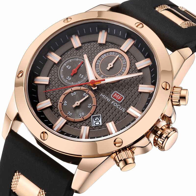 

Reloj de hombre de cuarzo luminoso a la moda a prueba de agua Banda de silicona para hombre Reloj de pulsera informal Chrono Sports Style Masculino