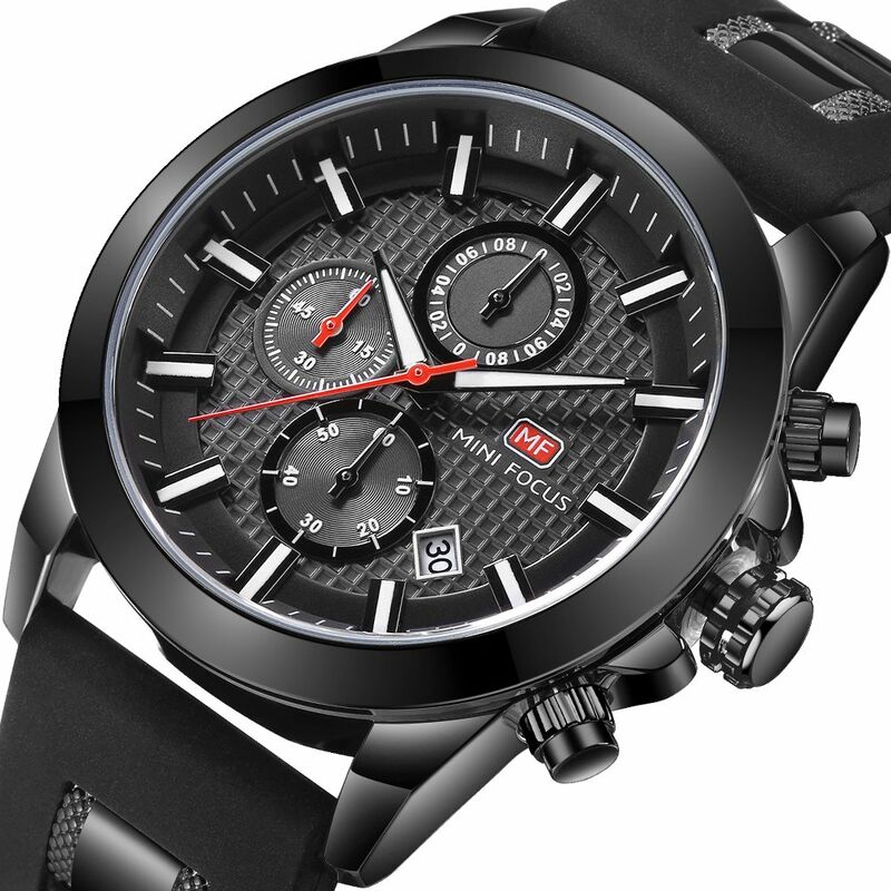 

Reloj de hombre de cuarzo luminoso a la moda a prueba de agua Banda de silicona para hombre Reloj de pulsera informal Chrono Sports Style Masculino