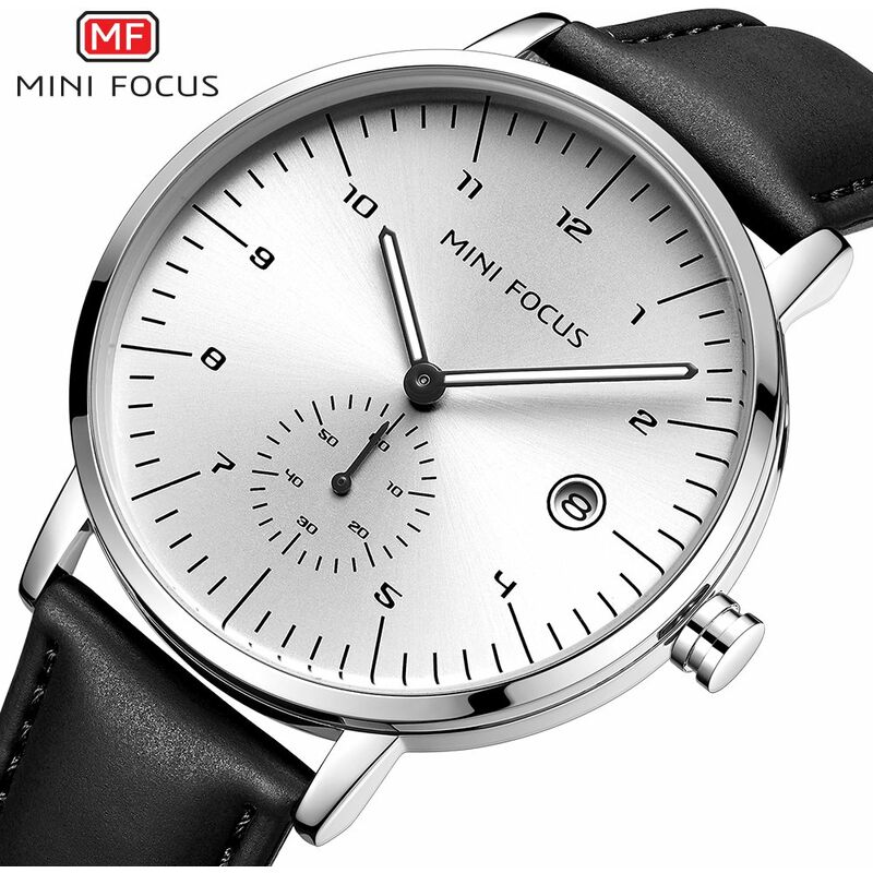 

Reloj para hombre Movimiento de cuarzo Correa de cuero Pantalla de tiempo y calendario 30M Pulsera de moda masculina impermeable para negocios y vida