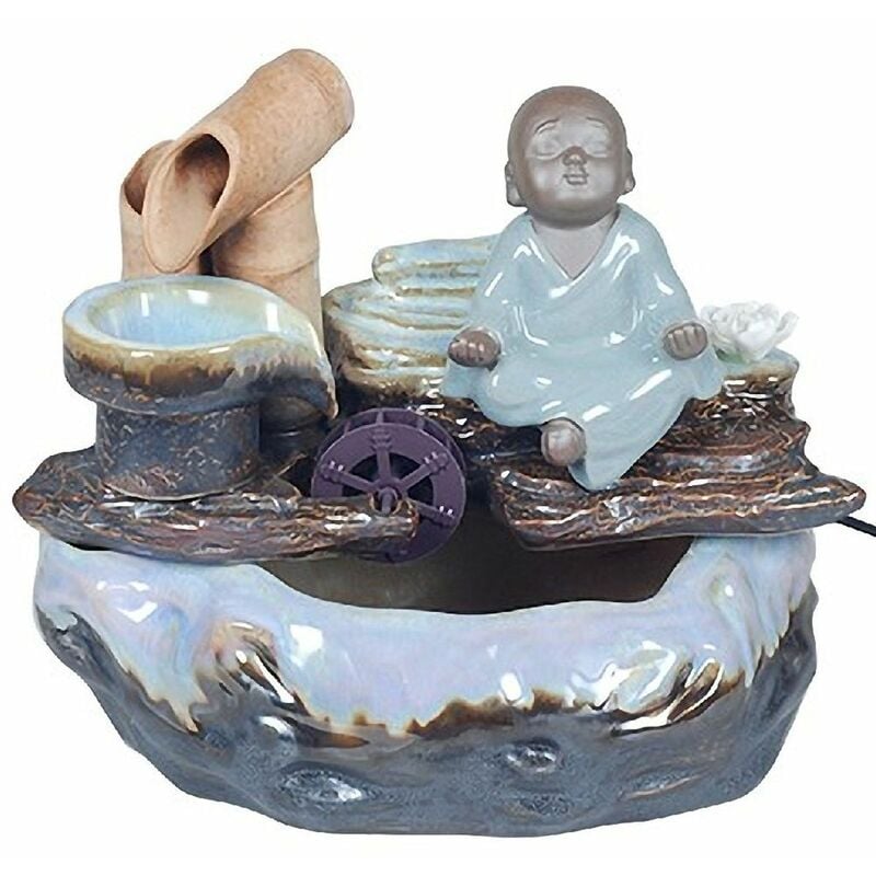 Zen Et Ethnique - Mini-Fontaine d intérieur moine bouddhiste 27 cm