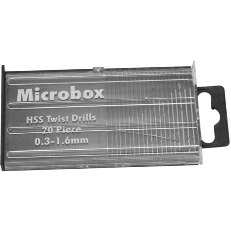 Mini Foret, Micro Foret, 20pcs 0.3mm-1.6mm Drill Bit Set avec étui pour Bois Plastique Acier Rapide, Tige Hexagonale, Forets de Courte Longueur