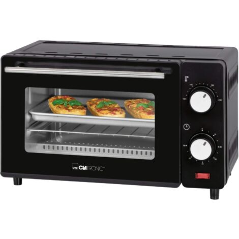 Mini forno Clatronic MB 3746  Camera di cottura da 8 litri  Riscaldamento superiore e inferiore  Regolazione continua della temperatura (100 °C-230 °C)  Incl. griglia, teglia e pinze  Nero