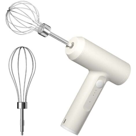 Mini fouet sans fil, batteur électrique portable, petit batteur à œufs domestique, mixeur haute puissance (blanc, double tige) XXW