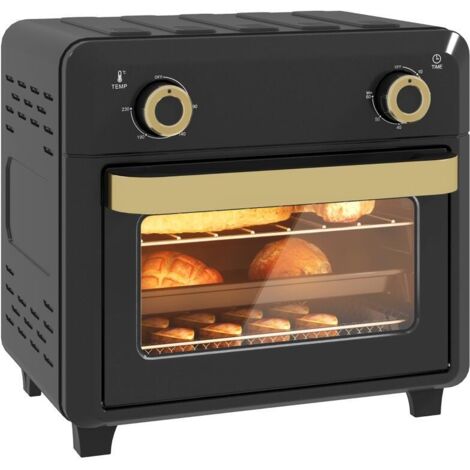 Mini Four à Air Chauffant 10 L - Friteuse  Four à Convection avec Minuterie et Éclairage - Noir