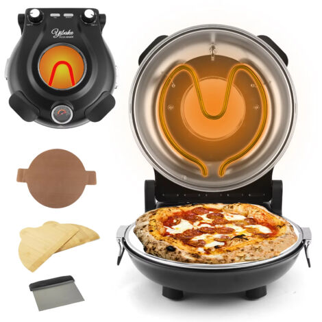 Mini four à pizza électrique domestique, four électrique de cuisine à double bouton de contrôle de température, pierre en céramique émaillée