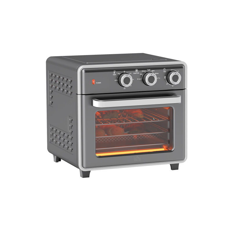 Mini Four avec circulation d'air 20L Mini Four avec plaque de cuisson, gril et bac à miettes, friteuse à air chaud avec 5 modes de 90°c à 230°c,
