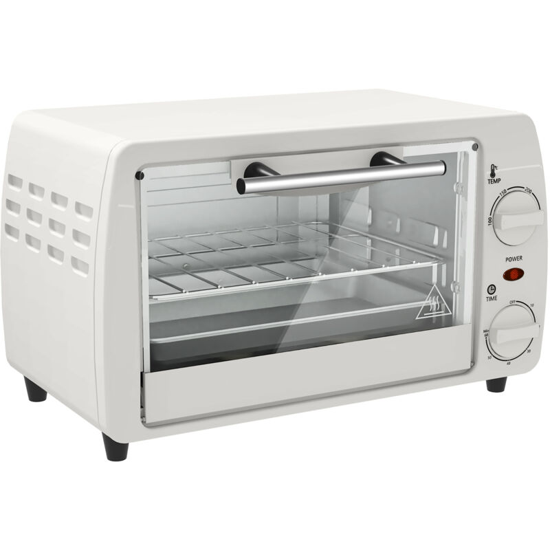 Mini four électrique 10L 750W avec température 100°C - 230°C,Minuterie 60 min,Plaque de cuisson et grille 36,5 x 26 x 22 cm,Blanc crème