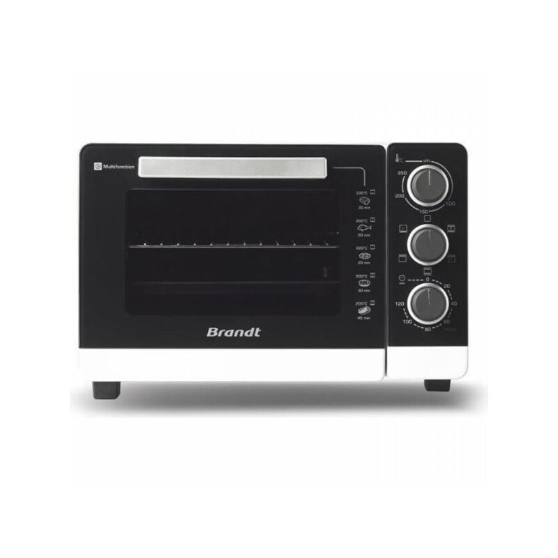 Mini Four Electrique Four Compact Brandt FC265MWST - 26L - Multifonctions - Thermostat réglable jusqu'a 250°C - Blanc et noir