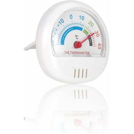Mini fridge freezer thermometer, large mechanical dial thermometer (white)