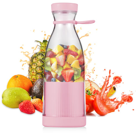 Mini frullatore elettrico da 300 ml con 6 lame, ricaricabile, ideale per frullati, frappè, succhi di frutta e pappe per neonati.