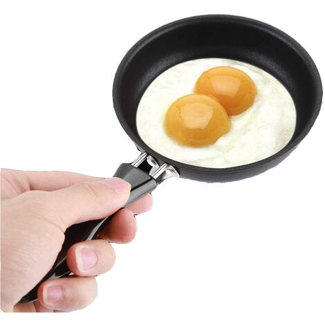 Mini Frying Pan, 12cm, Iron Frying Pan, Non-Stick Coating, with Handles, for Small Round Breakfast Eggs