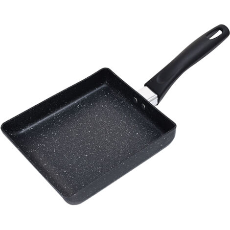 Mini Frying Pan Black Household Portable Japanese Style Egg Frying Pan Rectangular Mini Omelet Pan 13x18cm