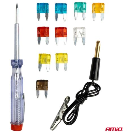 Mini-fusibles (10 pièces) + testeur de tension AMIO-03524