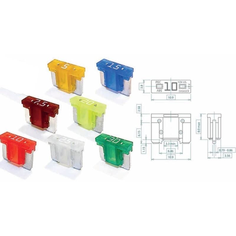 Oc-pro - Assortiment de 100 micro fusibles low profile de 5 à 30 amp.