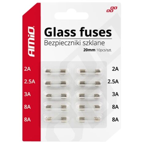 Mini fusibles en verre 20 mm, lot de 10 pièces amio-02394