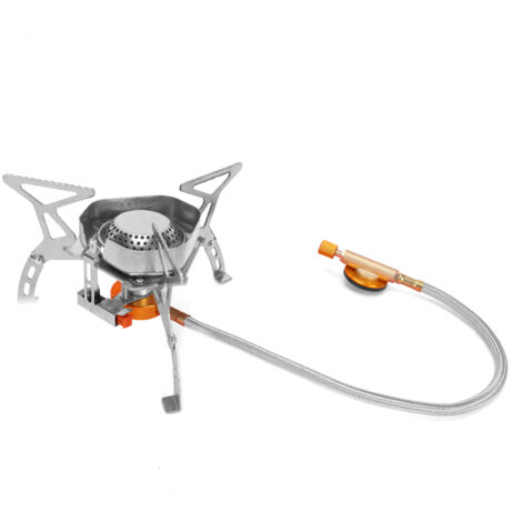 Mini-Gaskocher mit integriertem Windschutz für Camping und Gartenarbeit