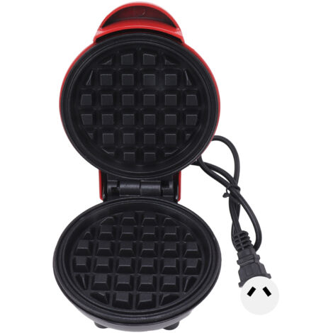 Mini Gaufrier Double Face Rond Multifonction pour Sandwichs et Toasts - Prise AU 220V Rouge