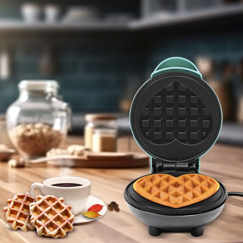 Senderpick - Mini gaufrier en forme de cœur Anti-adhésif Bureau Crêpes-Gaufres 350W