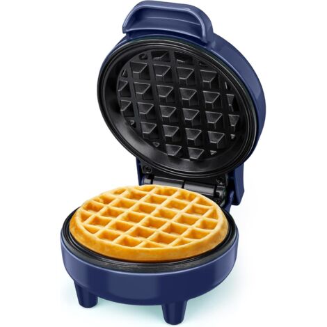Mini gaufrier Machine à gaufres belges Petit gaufrier Classique, pour les anniversaires des enfants, les fêtes de famille, Pâques ou Noël, Design mignon et compact, 350 watts, Bleu
