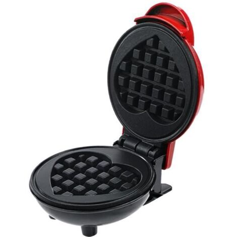 Mini Gaufrier, Plaque à Gaufre en forme de cœur avec Revêtement anti-adhésif, Design rétro, Gaufrier Professionnel Eléctrique 350W