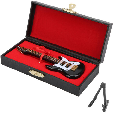 Mini-Gitarre aus Kunststoff – Dekoratives Tisch-Musikinstrument mit Ständer und Aufbewahrungsbox