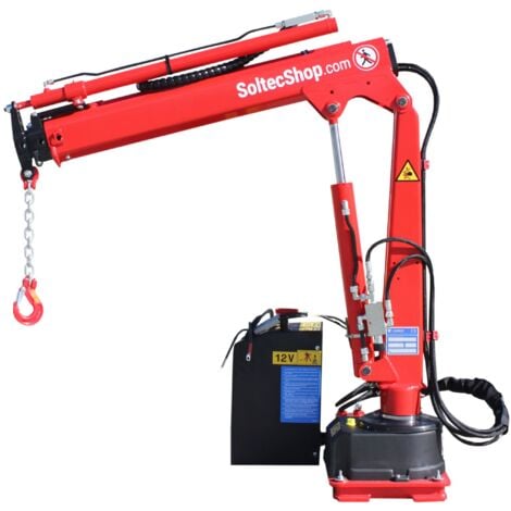 Mini gru Elettroidraulica 12 v, da Collegare alla Batteria del mezzo o una Batteria Portatile, Capacità 200 kg, 2 Sfili per Veicoli Leggeri ed Officina