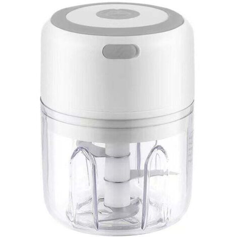Mini hachoir à ail électrique, hachoir à nourriture, mini robots culinaires, mélangeur de nourriture de cuisine portable sans fil avec chargement USB, presse-ail puissant et facile à nettoyer (250 ml)