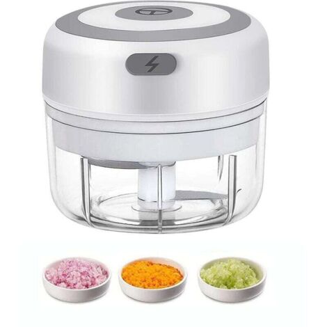 Mini hachoir à ail électrique rechargeable par USB, idéal pour les épices, les oignons et autres aliments. Comprend également un mini hachoir à ail et un broyeur.