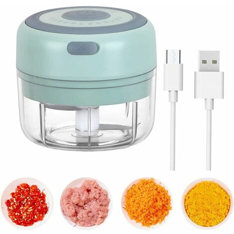 Mini Hachoir Electrique,100ML Petit Hacher,5V Mixeur Portable Mini Blenders Avec 3 Lames MéLangeur,Usb Rechargeable,Pour Noix Oignons Fruits Carotte Viande Aliments Pour Bébés