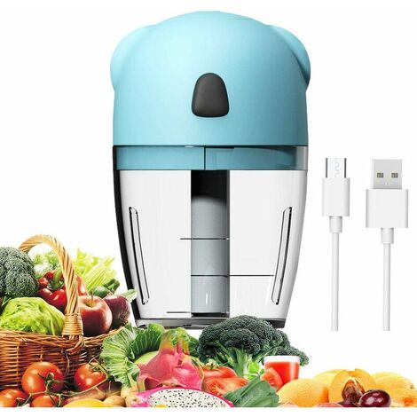 Mini Hachoir Electrique,260ML Petit Hacher,3.7V Mixeur Portable Mini Blenders Avec 3 Lames MéLangeur,Usb Rechargeable,Pour Noix Oignons Fruits Carotte Viande Aliments Pour Bébés
