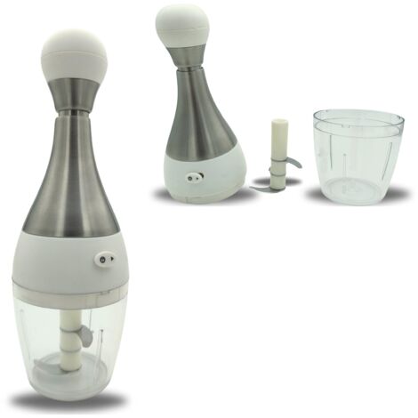 Mini hachoir manuel  Coupe oignons, ail, légumes et condiments ultra-pratique, cuisine rapide et sans effort, appareil portable avec 3 lames rotatives et bol antidérapant.