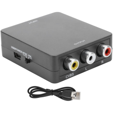 Mini-HDMI-zu-AV-Konverter, RCA L/R 1080p-Videoadapterbox für HDTV, Schwarz