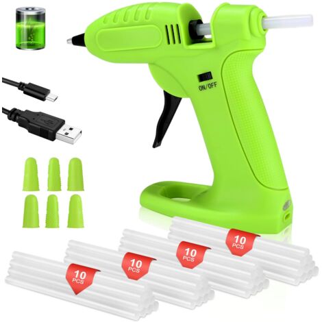 Mini-Heißklebepistolen-Set inklusive 40 Klebestiften (7 mm) und 6 Silikon-Fingerschützern (Farbe zufällig).
