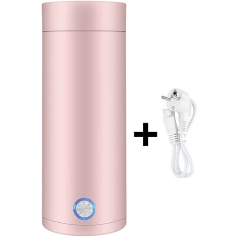 Mini hervidor de viaje de 1 pieza, hervidor eléctrico pequeño de acero inoxidable de 400 ml, rosa, taza eléctrica 3 en 1, adecuado para té, leche y café