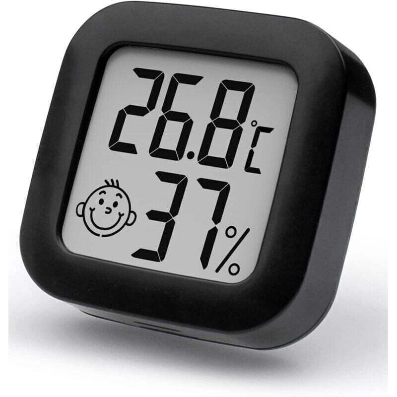 Mini High Precision Digital Indoor Thermometer Hygrometer, Temperature and Humidity Monitor, Thermo Hygrometer Comfort Level Indicator (1, Black,