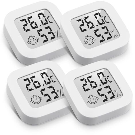 Mini High-Precision Digital Indoor Thermometer Hygrometer, Temperature and Humidity Monitor, Thermo Hygrometer Comfort Level Indicator (4.3cm4.3cm, white, 4)