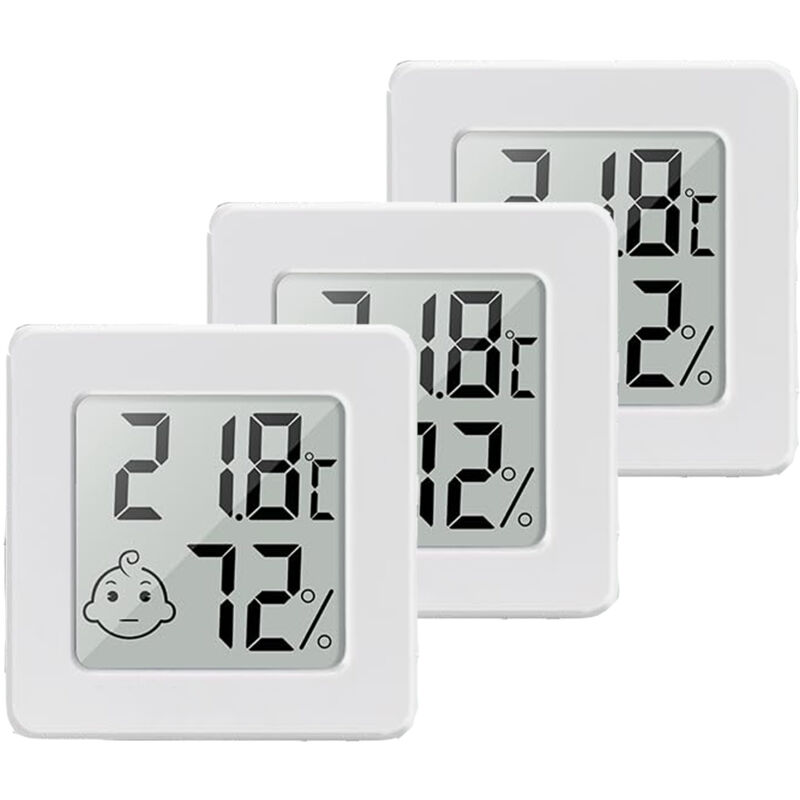 Mini higrómetro de 3 piezas para interiores, termómetro digital lcd con monitor de temperatura y medidor de humedad para el hogar y la oficina.