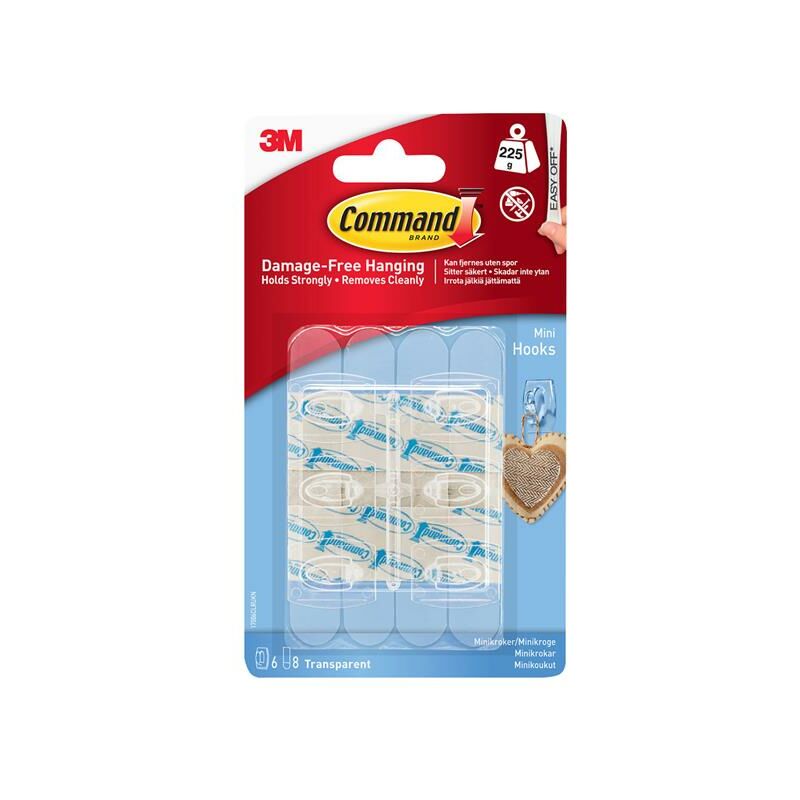Clear Mini Hooks (Pack 6) COM17006CLR - Command