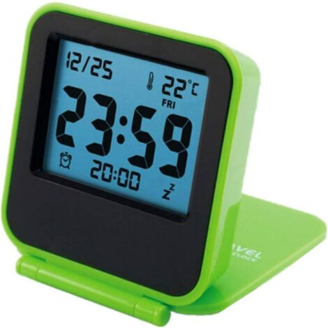 Mini horloge électronique de voyage à rabat, horloge thermomètre, pliable, silencieuse, élégante et portable, réveil LCD avec veilleuse