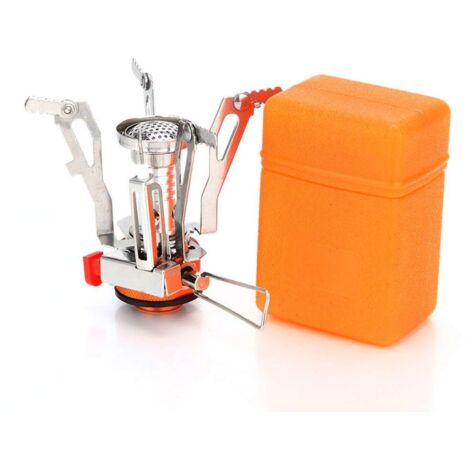 Mini hornillo de gas portátil plegable para exteriores, ideal para acampar, senderismo, pesca y mochileros.