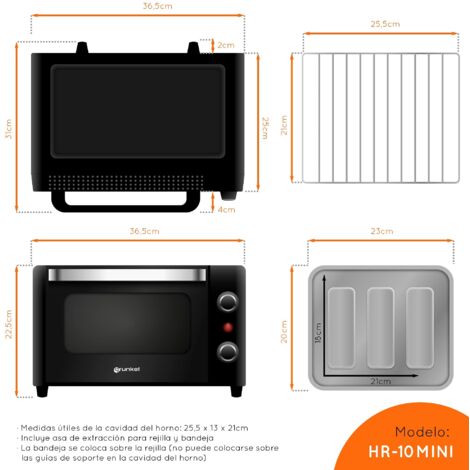 Mini horno eléctrico de 10L de capacidad con 800W