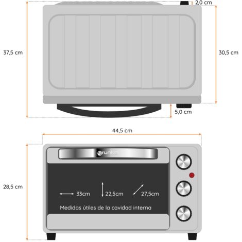 MINI HORNO GRUNKEL HR-23 SILVER 23L PLATEADO 1600W
