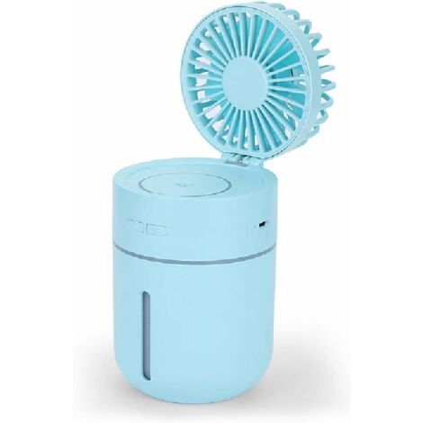 Mini humidificador Ventilador Atomización Ventilador pequeño con rociador de iones negativos Luz nocturna súper silenciosa Carga USB Ventilador personal portátil de mano para el hogar, la oficina