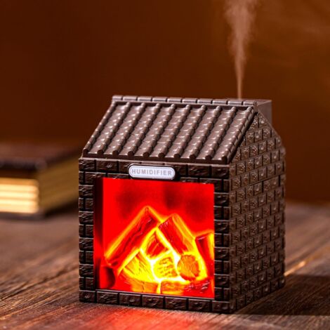 Mini humidificateur cheminée 200 ml, effet flamme USB brume fraîche portable décoratif
