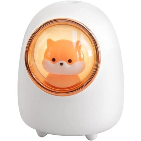 Mini humidificateur USB silencieux, humidificateur d'air sans fil de 350 ml pour chat ou hamster, avec veilleuse, humidificateur à spray portable (blanc)